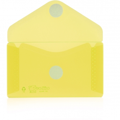 Plic card plastic Office box, prindere tip arici, tip V, galben