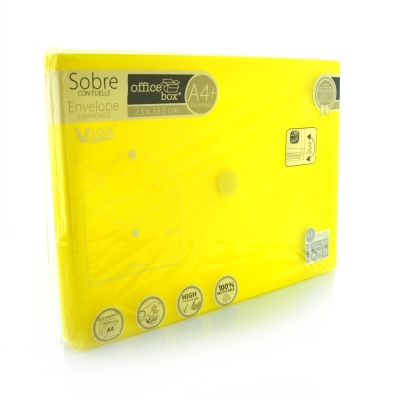Mapa Office box A4+, din plastic, 30 mm, in V, galben