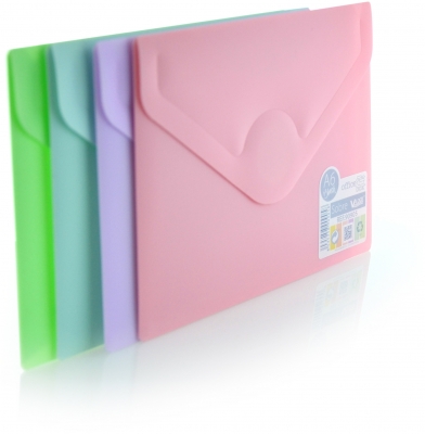 Plic plastic Office box, A6, prindere tip arici, tip V, culori asortate pastel