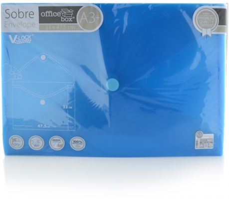 Mapa plastic Office box, A3+ prindere tip arici, in V, albastru