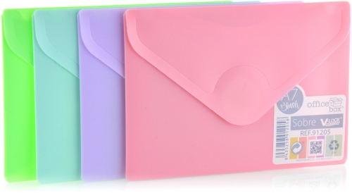 Plic plastic Office box, A7, prindere tip arici, tip V, culori asortate pastel