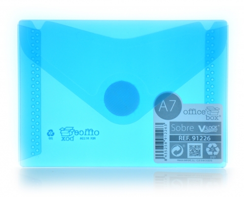 Plic plastic Office box, A7, prindere tip arici, tip V, albastru