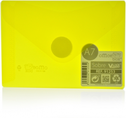 Plic plastic Office box, A7, prindere tip arici, tip V, galben