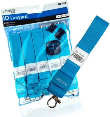 Snur textil Lanyard, Office box albastru deschis, 2 x 90 cm