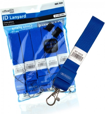 Snur textil Lanyard, Office box albastru inchis, 2 x 90 cm