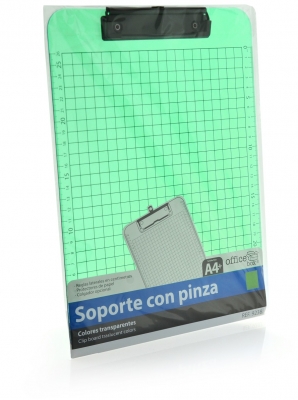 Clipboard standard Office box, A4, transparent PP, verde