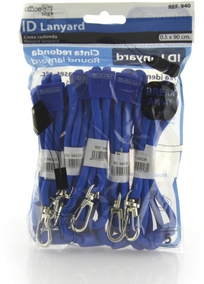 Snur textil Lanyard, Office box rotund albastru inchis, 0.5 x 90 cm