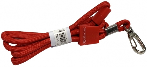 Snur textil Lanyard, Office box, rotund, rosu, 0.5 x 90 cm