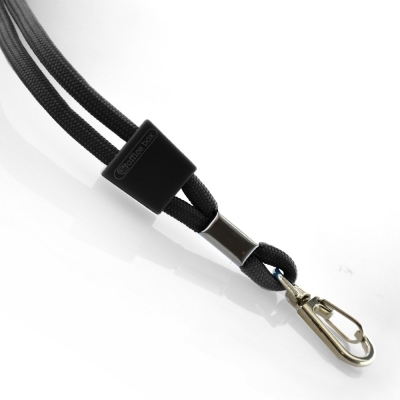 Snur textil Lanyard, Office box, rotund, negru, 0.5 x 90 cm