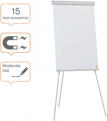 Flipchart Essentials, otel lacuit, trepied, magnetic, alb, NOBO