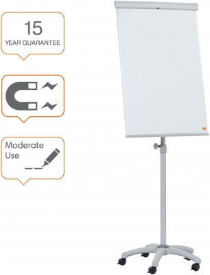 Flipchart mobil Essentials, otel lacuit, magnetic, alb, NOBO