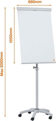 Flipchart mobil Essentials, otel lacuit, magnetic, alb, NOBO
