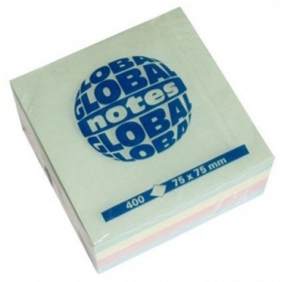 Notite adezive diverse culori pastel 75 x 75 mm 400 file/set Global Notes