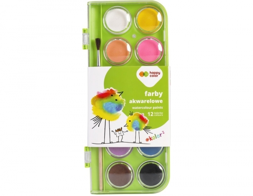 Acuarele premium, set 12 culori, Happy Color