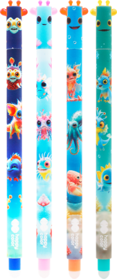 Roller gel cu rescriere, 0.5 mm, albastru, Aqua Cuties, Happy Color, diverse culori