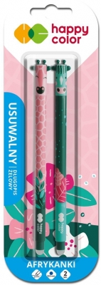 Roller gel cu rescriere 0.5 mm albastru cristal Africa Collection, 2 buc/blister, Happy Color