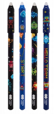Roller gel cu rescriere, 0.5 mm, albastru, Pixi Planet, Happy Color, diverse culori