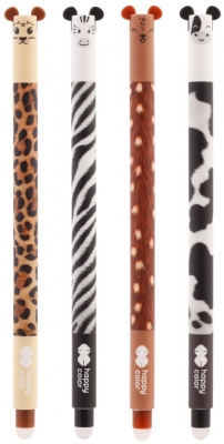 Roller gel cu rescriere, 0.5 mm, albastru, Furry Safari, Happy Color, diverse culori
