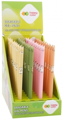 Roller gel cu rescriere, Happy Color, Warm Kitty, albastru, 0.5mm, 36 buc/set