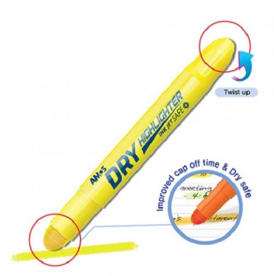 Textmarker Dry Highlighter Twist-Up Yellow Amos