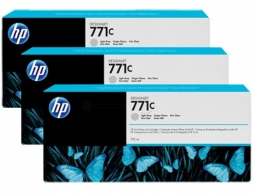 Tripack Cartus Light Grey Nr.771C B6Y38A 3X775Ml Original Hp Designjet Z6200