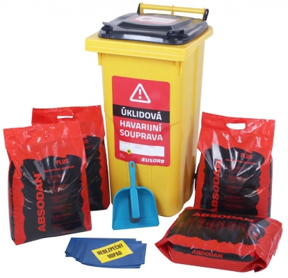KIT mobil de urgenta cu absorbanti liberi pentru curatare EuSORB,capacitate de absorbtie 52L