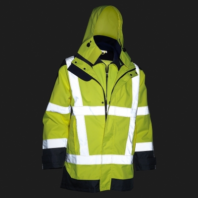 Geaca de iarna multifunctionala reflectorizanta si jacheta softshell, galben, Wizard, Rock Safety
