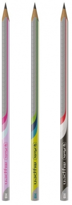 Creioane grafit triunghiulare lacuite My.Pen, HB, diverse culori 2 buc/set Herlitz