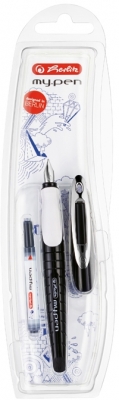 Stilou My.Pen, penita M, negru/alb blister Herlitz