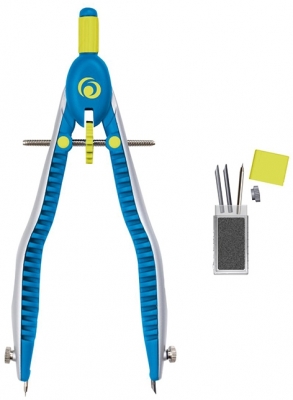 Compas My.Pen cu sistem setare rapida albastru inchis/lime Herlitz