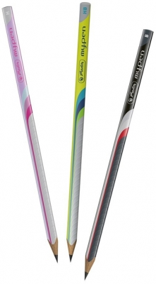 Creioane grafit triunghiulare lacuite My.Pen, H, HB, B, diverse culori 3 buc/set Herlitz