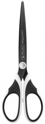 Foarfeca stangaci, varf ascutit, 18 cm, my.pen alb/negru blister Herlitz