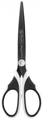 Foarfeca cu varf ascutit, 18 cm, my.pen negru/alb blister Herlitz