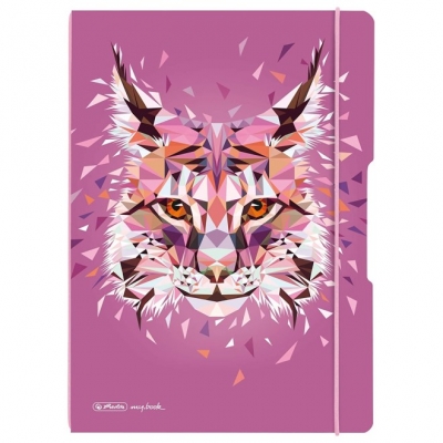 Caiet My.Book Flex A4, 2x40 file, 80 g/mp, dictando si matematica, Wild Animal lynx, Herlitz