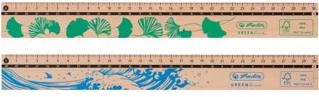 Rigla din lemn, 30 cm, diverse modele, Greenline Herlitz 