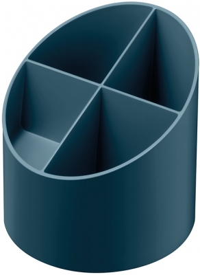 Suport instrumente de scris rotund, 4 compartimente, culoare albastru petrol, Herlitz