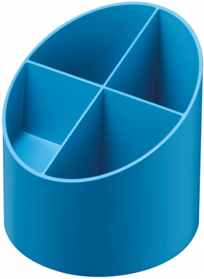 Suport instrumente de scris rotund, 4 compartimente, culoare azure, Herlitz