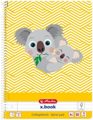 Caiet cu spira A4, 80 file, dictando, Cute Animals Koala, Herlitz