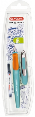 Stilou My.Pen, penita L, turcoaz/orange, pe blister, Herlitz