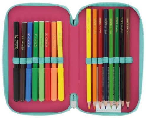 Penar echipat, 23 piese, cu 2 fermoare, Pink Stars, Herlitz