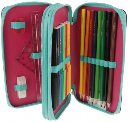 Penar echipat, 23 piese, cu 2 fermoare, Pink Stars, Herlitz