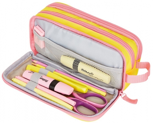 Penar tip etui, dublu, galben/roz deschis, Herlitz