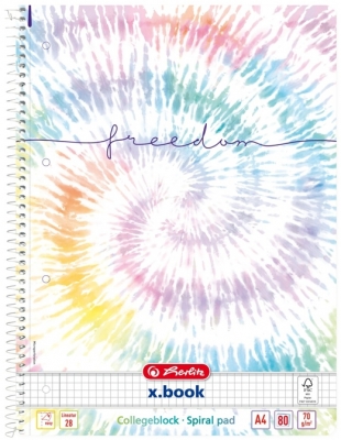 Caiet A4 cu spira simpla, 80 file, mix patratele, New Batik Freedom, Herlitz