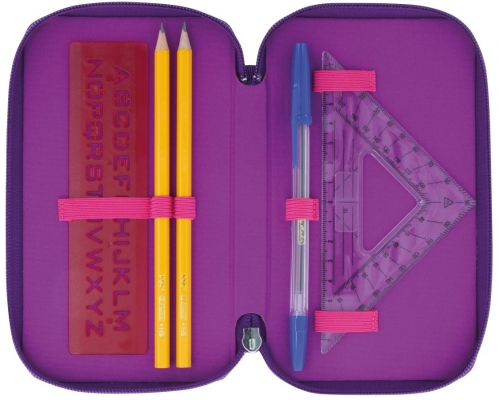 Penar echipat 31 piese 3 fermoare Dip Dye, Herlitz, culoare mov / roz