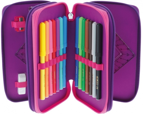 Penar echipat 31 piese 3 fermoare Dip Dye, Herlitz, culoare mov / roz