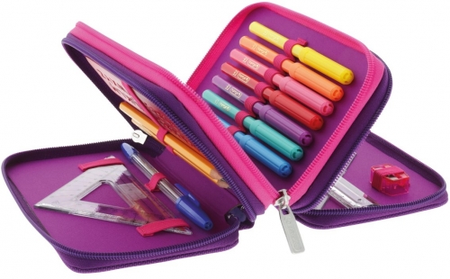Penar echipat 31 piese 3 fermoare Dip Dye, Herlitz, culoare mov / roz