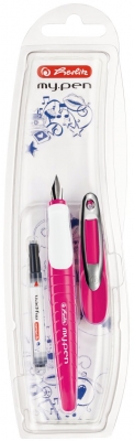 Stilou My.pen penita M roz-alb, blister, Herlitz