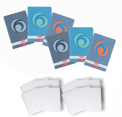 Pachet 10 caiete + coperti A4, 48 file, matematica, Rainbow Herlitz