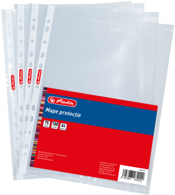 Folie de protectie A4, cristal, 75 microni, 100 buc/set, Herlitz 