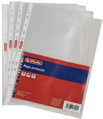 Folie de protectie A4, cristal, 50 microni, 100 buc/set, Herlitz 